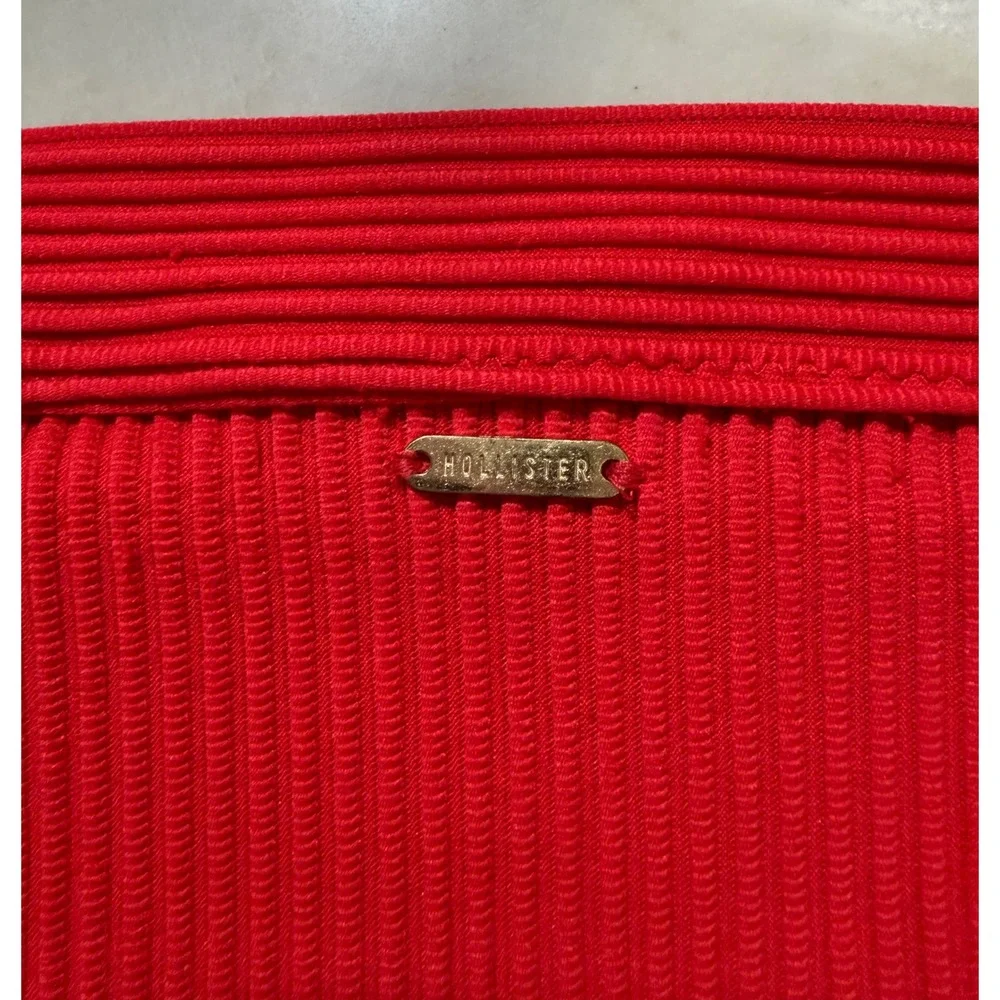 Hollister Swim Red Ribbed Multi-Strap Bikini Bottom Low Rise Women Large